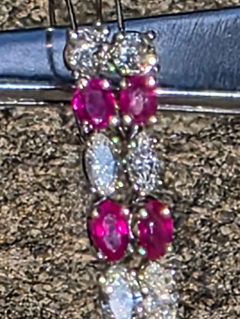 Natural Ruby And Natural Diamond Custom Made Earrings